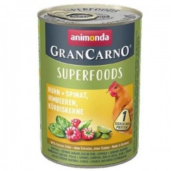 Animonda - Animonda Gran Carno Superfoods Tavuk Ispanak Ve Ahududulu Yetişkin Köpek Konservesi 400 Gr