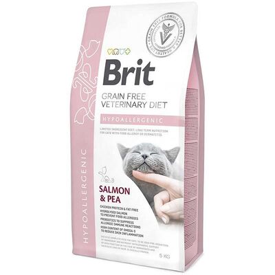 Brit Veterinary Diet Hypo-Allergenic Cilt Sağlığı Destekleyici Tahılsız Kedi Maması 5 kg
