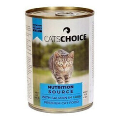 Cats Choice - Cats Choice Parça Etli ve Soslu Somonlu Yetişkin Kedi Konservesi 400 gr