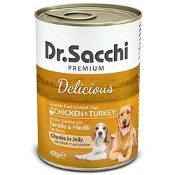 Dr  Sacchi - Dr.Sacchi Tavuk Ve Hindi Etli Yetişkin Köpek Konservesi 400gr