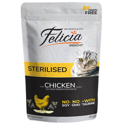 Felicia - Felicia Tahılsız Pouch Tavuklu Kısırlaştırılmış Kedi Konservesi 85 gr