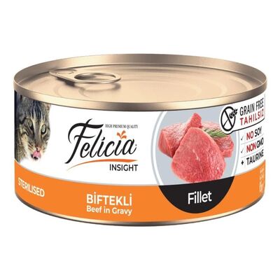Felicia Tahılsız Biftekli Fileto Kısırlaştırılmış Kedi Konservesi 85 gr