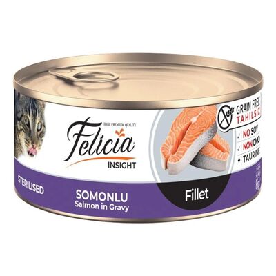 Felicia Tahılsız Somonlu Fileto Kısırlaştırılmış Kedi Konservesi 85 gr