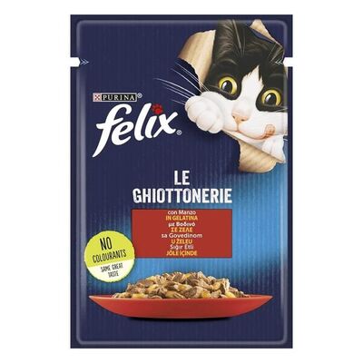 Felix Pouch Jöle İçinde Sığır Etli Yetişkin Kedi Konservesi 85 gr