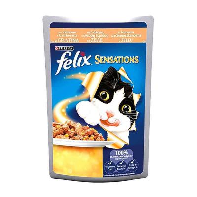 Felix Sensations Somonlu ve Karidesli Yetişkin Kedi Konservesi 85 Gr