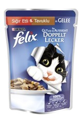 Felix - Felix Çifte Lezzet Sığır Etli ve Kanatlı Yetişkin Kedi Konservesi 85 Gr