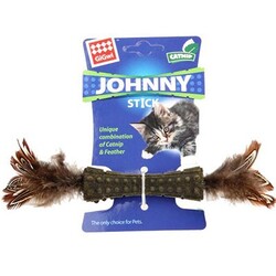 GiGwi - Gigwi Johnny Stick Catnipli Çift Taraflı Kahverengi Tüylü Kedi Oyuncağı