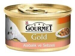 Gourmet Gold Parça Etli Alabalık ve Sebzeli Yetişkin Kedi Konservesi 85 gr