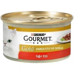 Gourmet Gold - Gourmet Gold Parça Sığır Etli ve Soslu Yetişkin Kedi Konservesi 85 gr