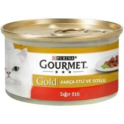 Gourmet Gold Parça Sığır Etli ve Soslu Yetişkin Kedi Konservesi 85 gr