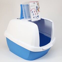 IMAC - İmac Maddy Junior Üstü Açılabilen Kapalı Kedi Tuvaleti Mavi 57x43x41 Cm