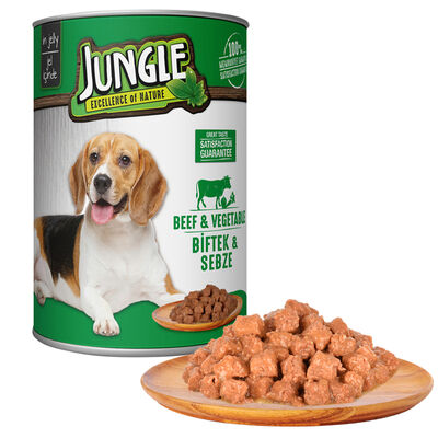 Jungle Biftek ve Sebzeli Yetişkin Köpek Konservesi 415 gr