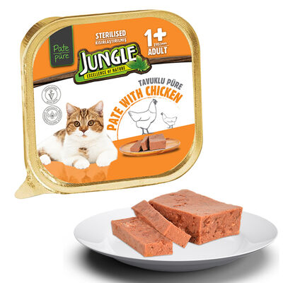 Jungle Ezme Pate Tavuklu Kısırlaştırılmış Kedi Konservesi 100 gr