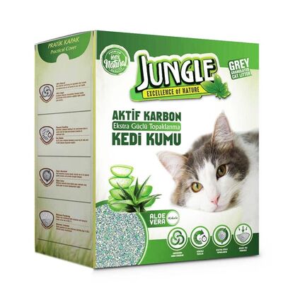 Jungle Karbonlu ve Aloeveralı İnce Taneli Topaklanan Kedi Kumu 6 lt