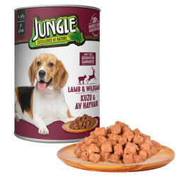 Jungle - Jungle Kuzu Etli ve Av Hayvanlı Yetişkin Köpek Konservesi 415 gr