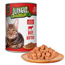 Jungle - Jungle Parça Etli Biftekli Yetişkin Kedi Konservesi 415 gr