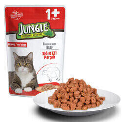 Jungle - Jungle Pouch Biftekli Yetişkin Kedi Konservesi 100 gr