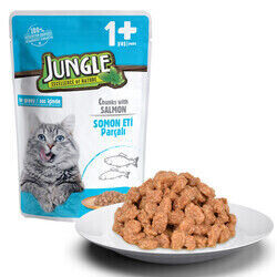 Jungle - Jungle Pouch Somonlu Yetişkin Kedi Konservesi 100 gr