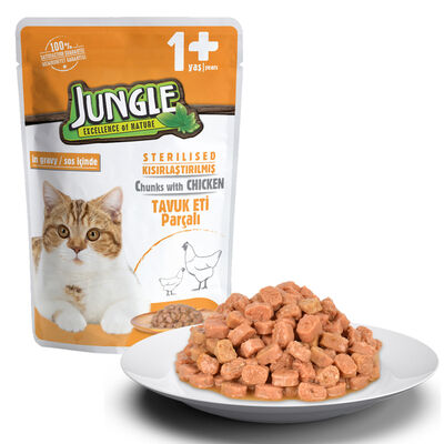 Jungle Pouch Tavuklu Kısırlaştırılmış Kedi Konservesi 100 gr