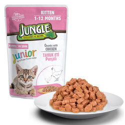 Jungle - Jungle Pouch Tavuklu Yavru Kedi Konservesi 85 gr