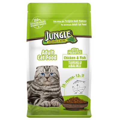 Jungle Tavuklu ve Balıklı Yetişkin Kedi Maması 15 kg