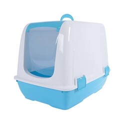 Moderna - Moderna Flip Filtreli Kapalı Kedi Tuvaleti Mavi 39x39x50 Cm