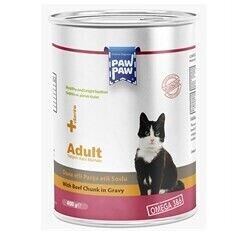 Paw Paw - Pawpaw Parça Etli ve Soslu Biftekli Yetişkin Kedi Konservesi 400 gr