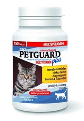 Petguard - Petguard Kediler İçin Çinko Demir Magnezyum Taurine ve L-karnitinli Multivitamin Tablet 150 Adet