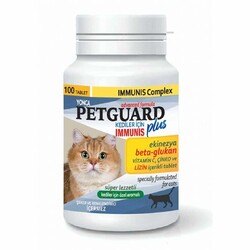 Petguard - Petguard Kediler İçin Ekinezya Beta-Glukan ve Çinkolu Immunis Tableti 100 Adet