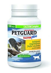 Petguard - Petguard Kediler İçin Magnezyum Fosfor ve Çinkolu Kalsiyum Tableti 150 Adet