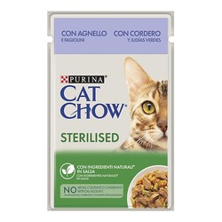 Cat Chow - Purina Cat Chow Kuzu Etli Ve Fasulyeli Pouch Kısırlaştırılmış Yaş Kedi Maması 85 Gr