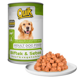 Quik - Quik Biftekli ve Sebzeli Yetişkin Köpek Konservesi 415 gr