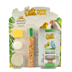 Quik - Quik Muhabbet Kuşu Kraker Kum ve Gaga Taşı Seti