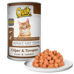 Quik Parça Etli Ciğer ve Tavşanlı Yetişkin Kedi Konservesi 415 gr