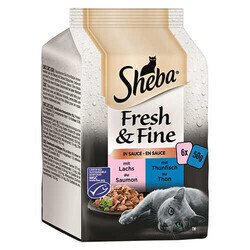 Sheba - Sheba Fresh Fine Pouch Balık Çeşitleri Yetişkin Kedi Konservesi 6x50 gr