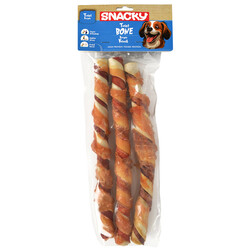 Snacky - Snacky Çift Renkli Tavuklu Köpek Ödül Kemiği 25 cm 3 Adet
