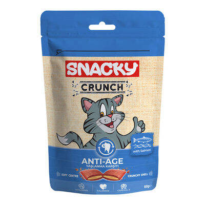 Snacky Crunch Anti Age Yaşlanma Karşıtı Somonlu Kedi Ödülü 60 gr