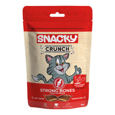 Snacky Crunchy Strong Bones Tavuklu ve Peynirli Kedi Ödülü 60 gr