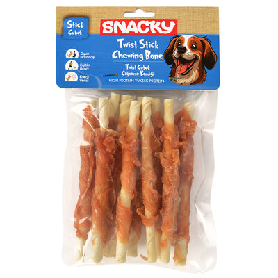 Snacky Munchy Tavuk Sargılı Köpek Ödül Kemiği 13 cm 10 Adet