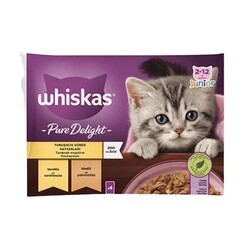 Whiskas - Whiskas Pure Delight Pouch Tavuklu ve Hindili Yavru Kedi Konservesi 4x85 gr