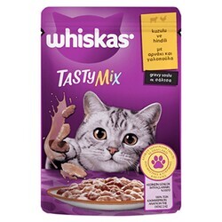 Whiskas - Whiskas Pouch Tasty Mix Kuzulu ve Hindili Yetişkin Kedi Konservesi 85 gr